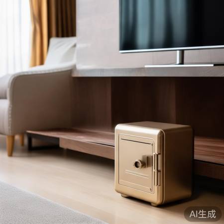 客厅电视柜旁巧置保险柜