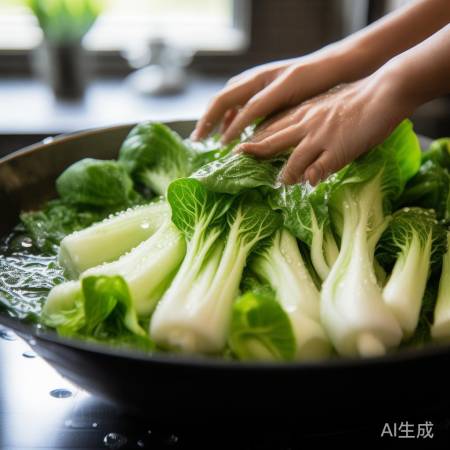 “菜心泡澡除污不留水”