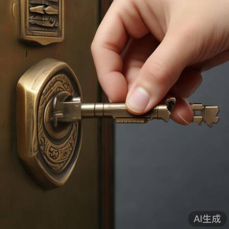 钥匙插入，旋转解锁