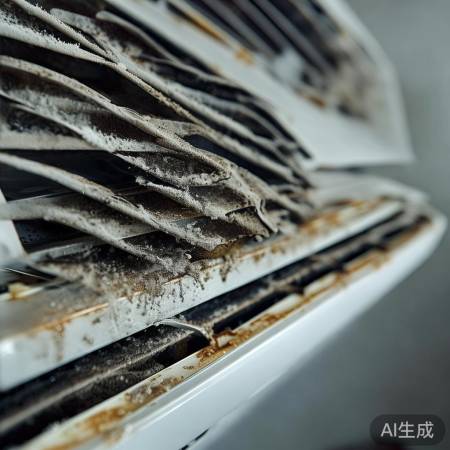 空调长期未清洗，影响制冷。