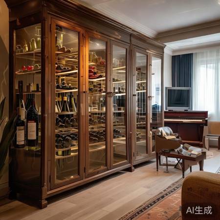 客厅酒柜巧搭配，电视钢琴共存佳