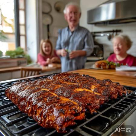 燃气灶烤排骨香飘四方